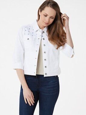 NWOT Denim & Co. Stretch Twill Denim Jacket | Size XXS